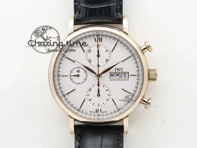 MIROTIME 0711 Efficient Portofino Chrono RG ZF 1:1 Best Edition White Dial on Brown Leather Strap A 7151